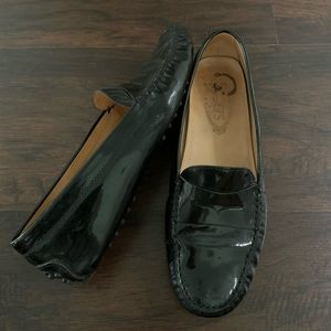 Tods Gommini Black Patent Leather Loafers 39.5